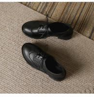 Zapatos de mujer huecos de cabeza redonda con cordones delanteros versátiles antideslizantes de suela gruesa de cuero suave - details 16