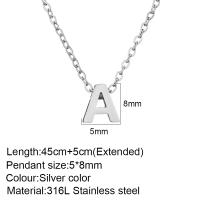 Collar de acero inoxidable con letras iniciales, collar de estangulamiento con letras plateadas, joyas colgantes de mujer - details 2
