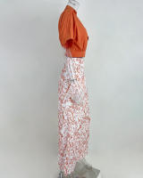 Conjunto de moda de otoño con camisa de cuello en V y pantalones anchos estampados - details 9