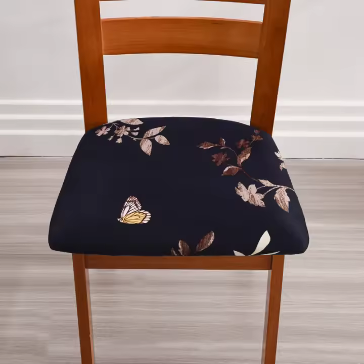 Fundas para asientos de silla de comedor estampadas, Protector elástico, extraíble, lavable, tapizado, 1 unidad - 1