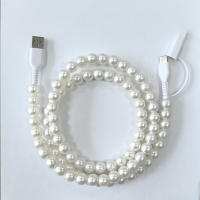 1m 2.4a Venta al por mayor Perla Joyería de moda Cable de datos USB Carga Tipo C Cables de teléfono USB con cuentas decorativas - details 3
