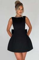 Vestido corto elegante con lazo de perlas y espalda descubierta para mujer, minivestidos bonitos de fiesta sin mangas, negro, blanco, rosa, elegante, noche de cumpleaños Y2K - details 16