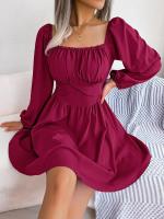 Elegante Vestido de Manga Larga con Volantes para Mujer Estilo Retro Suelto A Línea - details 12