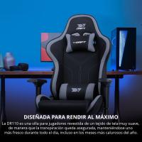 DR110 - Silla Gaming Profesional, Tejido Tejido Alta transpirabilidad, reposabrazos 4D, Ruedas silenciosas, pistón Clase 4, inclinación, cojín Lumbar y Cervical, Color Negro - details 20