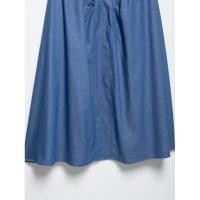 BUNO-vestido Midi plisado azul vaquero a la moda con lazo y espalda descubierta para mujer, vestido Vintage sin mangas con cuello redondo, vestidos elegantes para mujer - details 12