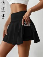 Skort Deportivo de Tiro Alto para Mujer - , Mezcla de Espándex/Poliestere Elástico, Plisado con Bolsillos para Tenis, Correr y Estilo Activo, Ropa Casual Atlética |   Textura Suave - details 11