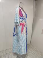 Vestido de mujer, vestido largo con cordones estampado con cuello InsV de primavera 2025 para mujer con gran swing - details 10