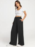 Pantalones de Moda para Mujer de Cintura Alta y Sólida Pantalones Anchos para Primavera Otoño - details 11