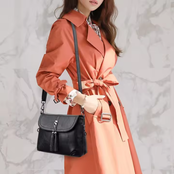 Bolso bandolera para mujer con borla, bolso de hombro funcional, bolso de mensajero - 1