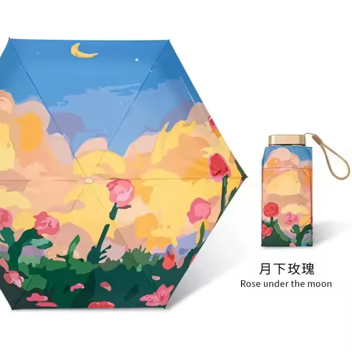 Paraguas Plegable para Seis Personas Portátil, Anti-UV, Guardado en Bolsillo, Protección Solar para Exteriores - 1