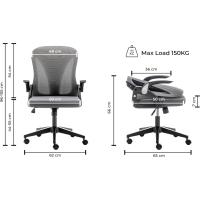 Silla de oficina plegable para espacios pequeños |   Silla de juegos para adultos y niños |   Respaldo de malla |   Para dormitorio y oficina en casa. |   Blanco y negro - details 18