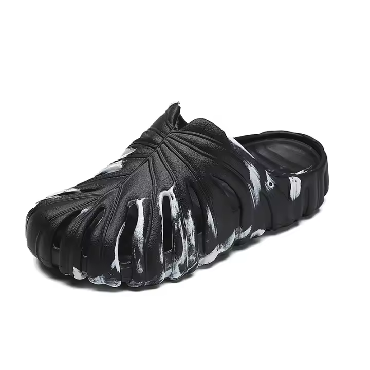 Verano pisando zapatillas de mierda hombres y mujeres desgaste del hogar zapatillas frescas de suela gruesa de bambú tortuga agujero trasero zapatos - 1