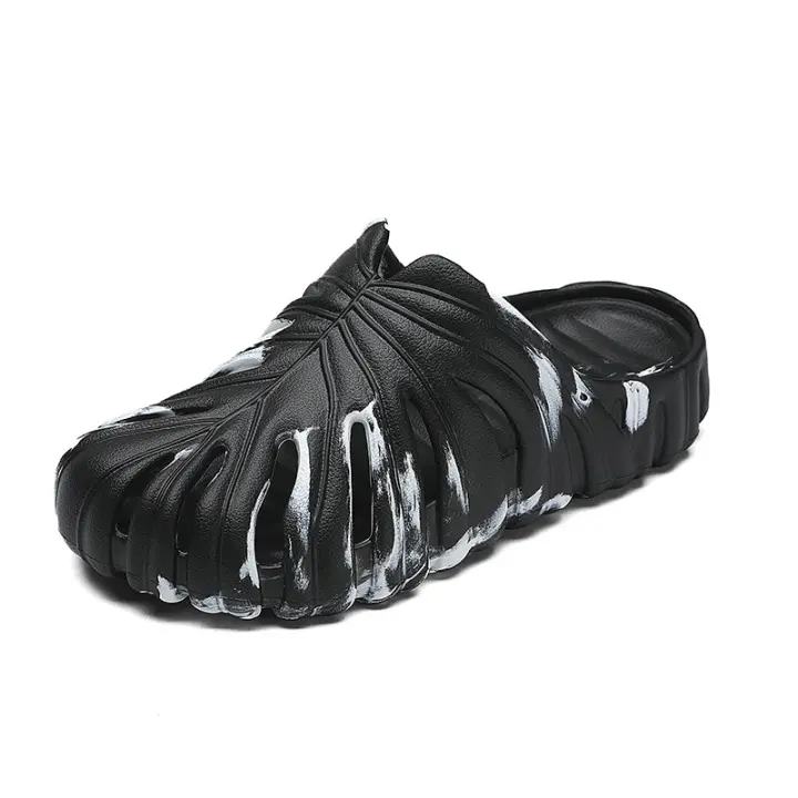 Verano pisando zapatillas de mierda hombres y mujeres desgaste del hogar zapatillas frescas de suela gruesa de bambú tortuga agujero trasero zapatos - 1