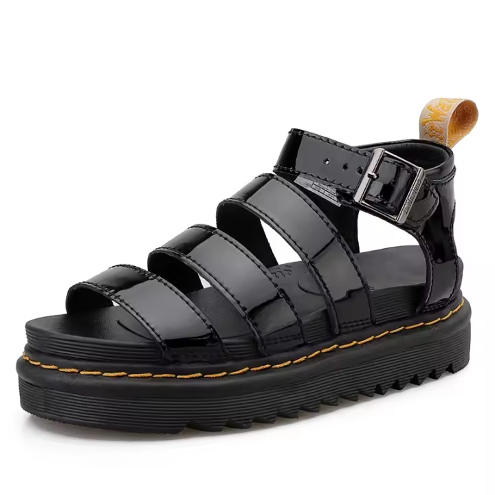 Sandalias de verano para mujer, con hebilla romana, punta abierta, zapatos de playa, suela gruesa, realce de piel auténtica, boca de pez, perezosos, de un solo paso - 1