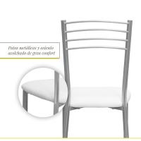 Silla de cocina con asiento de polipiel blanca - details 5