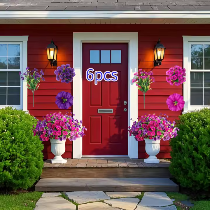 Flores Artificiales Vibrantes Resistentes a Rayos UV, Sin Desvanecimiento, Ideal para Jardines Domésticos, Colgados en Porches, Cajas de Ventana, Patios y Celebraciones Estacionales - 1