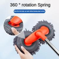 Cabezal de cepillo doble giratorio, fregona para lavado de coches, suministros para automóviles, fregona telescópica de tres secciones, accesorios de mantenimiento para limpieza de ventanas y techo. - details 3