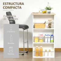 Mesa de bar, mesa de bistró, mesa de comedor, mesa alta con 3 estantes laterales y estructura de madera, carga 50 kg, 112x57x106 cm, blanco - details 5