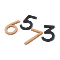 Placa de Puerta de Apartamento Moderno de Acrílico 3D Autoadhesivo, Negro Oro, Dígitos 0-9 - details 4