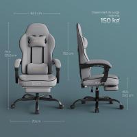 Silla de Oficina de Metal con Respaldar y Soporte Lumbar Asiento Amplio y Lleno de Cojín, Diseño de Malla Gris, GS11gr - details 2