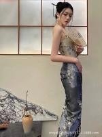 Primavera nuevo vestido camisola estampado estilo puro deseo francés, versión mejorada, vestido qipao de alta gama - details 0