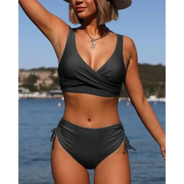 Bikini hueco con tirantes atornillados en dos partes y un nuevo bañador sexy de cintura alta - 1