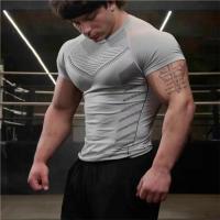 Camiseta deportiva informal para hombre, camisa de manga corta con estampado para gimnasio, Fitness, culturismo, entrenamiento - details 2