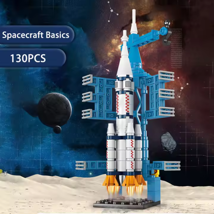 Building Block Toy Micro Particle Assembly Puzzle Space Rocket Cool Desktop Decoration Model Gift Boy Toy - 1