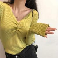 2025 suéter Sexy con cuello en V para mujer, Jersey de punto de otoño, Jersey elegante suave coreano ajustado de manga larga para mujer, Top básico nuevo de invierno - details 10