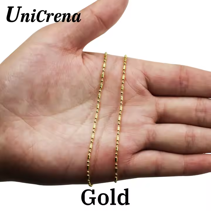 Cadena de Bolas Dorada UniCrena Material de Cobre Plateado Ideal para Collar Pulsera Llavero Tobillera Artesanal Hipoalergénico - 1