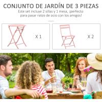 Juego de Muebles de Jardín Plegable Mesa Redonda, 2 Sillas y Resaldo de Acero - details 14