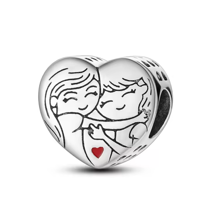 Cuentas de amistad familiar en forma de corazón de las buenas hermanas de Plata de Ley 925 compatibles con pulsera Original Pandora, cuentas de abalorios, regalo de joyería para mujer - 1