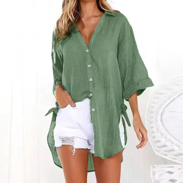 Camisas irregulares y con cordones Blusas elegantes OL para mujer - 1