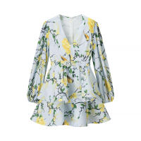BUNO-Mini vestido estampado de manga acampanada con cuello en V para mujer, vestido plisado de cintura alta, vestido de fiesta de noche de verano, vestido de Club, moda Sexy - details 17
