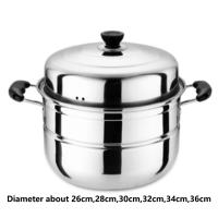 Olla vaporera multiusos de 2 capas con rejilla de vapor, doble caldera, utensilios de cocina de acero inoxidable, olla humeante para sopa espesa - details 0