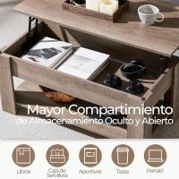 Mesa de Café Elevable y Extensible con Revistero 98x50x(41,8-56) cm Mueble para Sala de Estar y Comedor - details 34