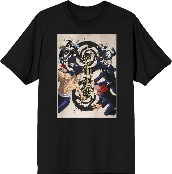 Camiseta negra de Jujutsu Kaisen Character Poster Art para hombre - 1