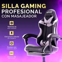 Silla Gaming Profesional con Masajeador - Silla de Oficina Ergonómica con Reposapiés, Altura Regulable y Respaldo Abatible - Silla Gamer para Juegos - details 4
