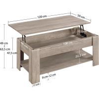 Mesa de Café Elevable y Extensible con Revistero 98x50x(41,8-56) cm Mueble para Sala de Estar y Comedor - details 56