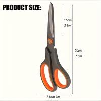 [1 tijeras antiadherentes de titanio] 1 pieza, tijeras antiadherentes de titanio de 8 ", tijeras profesionales de acero inoxidable para todo uso, agarre suave cómodo, tijeras rectas para manualidades de oficina para el hogar escolar DIY - details 1