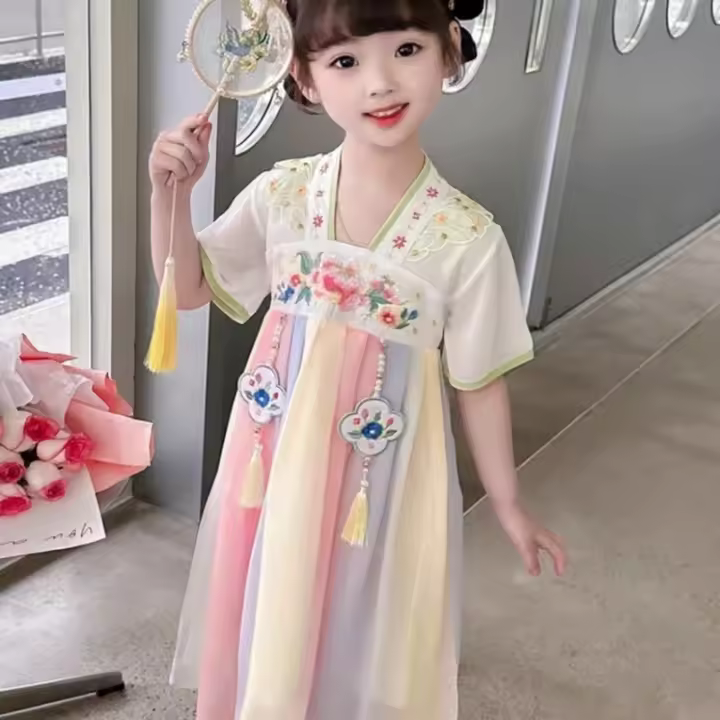Vestido de verano de rendimiento Ru mejorado para niña, súper inmortal, viento chino y nieve, Hanfu, princesa, bebé Tang - 1