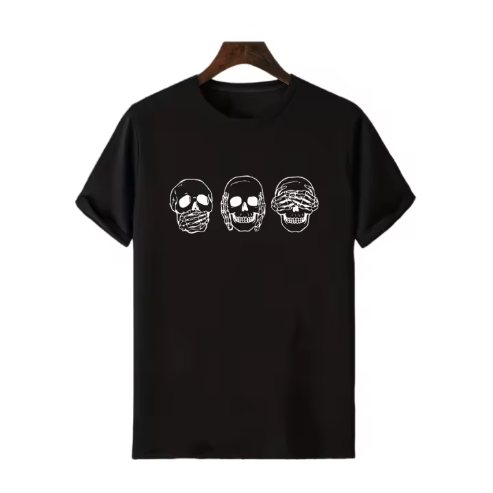 Camiseta Gráfica Gótica Casual Cuello Redondo Manga Corta para Hombres - 1