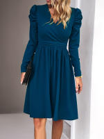 Vestido elegante de manga larga con cuello en V para mujer, ropa de calle de Color sólido, moda de viaje, otoño e invierno, 2023 - details 17