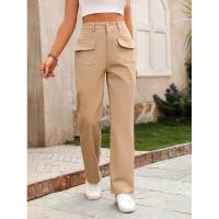 Pierna recta de cintura alta, pantalones sólidos, pantalones sueltos de estilo coreano de moda para mujer - details 8