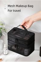 Bolsa de Viaje para Cosméticos y Cuidado de la Piel Organizador de Maquillaje en Malla Contenedor de Plástico para Mujeres y Hombres Bolsa de Baño Estilo Casual con Cierre de Cremallera - details 2