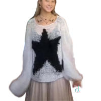 Suéteres de punto calados de gran tamaño para mujer, ropa de calle Grunge Harajuku, Jersey holgado de manga larga con cuello redondo, jerséis informales - details 3