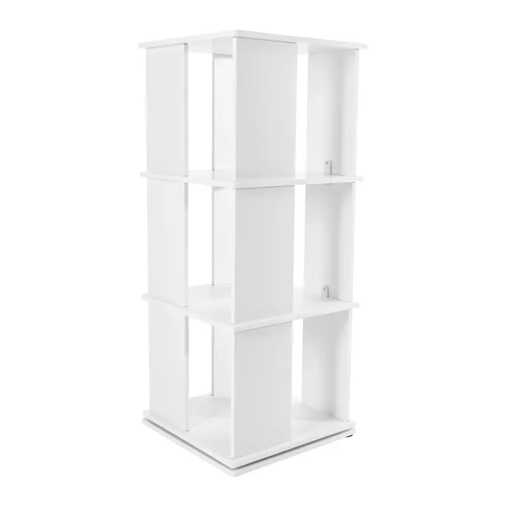 Estante de Libros Giratorio de 3 Niveles Organizador de Almacenamiento de Libros con Giratorio de 360° Estante de Libros Soporte de Piso Blanco - 1