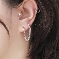Pendientes de acero inoxidable coreanos, aretes de Metal con borla redonda doble, cadena larga Retro, joyería al por mayor, un par - details 1