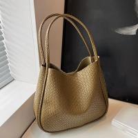 Bolso de hombro tejido de gran capacidad para mujer - Bolso de mano texturizado elegante con cierre magnético y correas fijas, bolso informal elegante de color sólido para ir al trabajo, ir de compras, citas (caqui/marrón claro/verde/negro), accesorio par - details 7