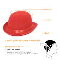 Halloween Men Women Magician Hats Cap Gentleman Jazz Hat Top Hat Black Red Party Bowler Hat - details 10